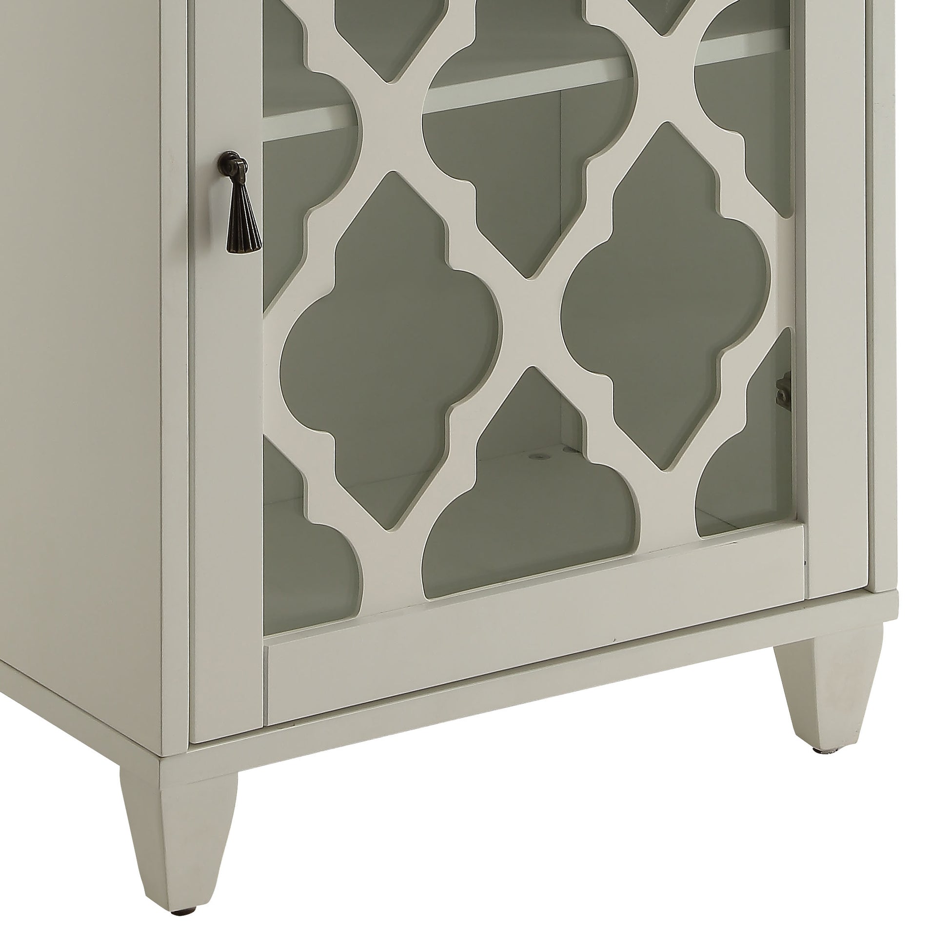 Ceara White Finish Accent Table White Glass,Synthetic Wood