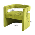 Modern Velvet Accent Chair With Ribbed Detail, Luxury Curved Fully Upholstered Accent Chair, Green No Assembly Needed Green Velvet