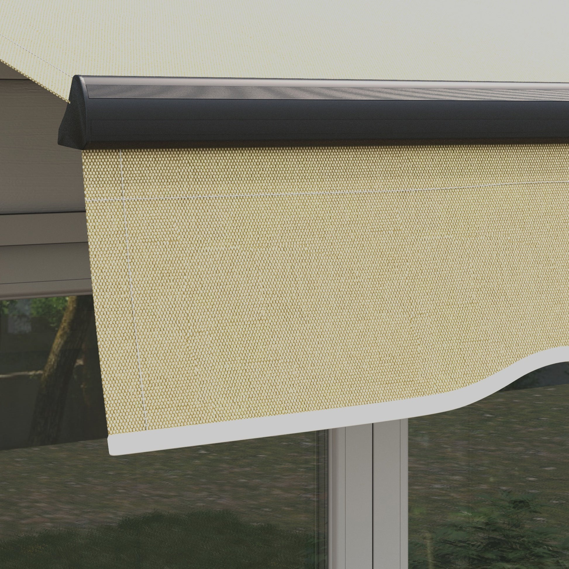 Outsunny 10' X 8' Retractable Awning, Patio Awning Sunshade Shelter With Manual Crank Handle, 280Gsm Uv Resistant Fabric And Aluminum Frame For Deck, Balcony, Yard, Beige Beige Polyester