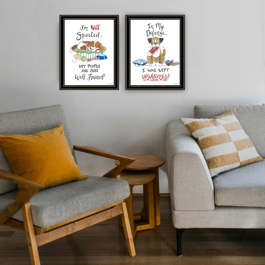 2 Piece Vignette I Was Left Unsupervised Black Framed Wall Art For Living Room, Bedroom Wall Art Print For Home Decor By Deb Strain Multicolor Wood Paper