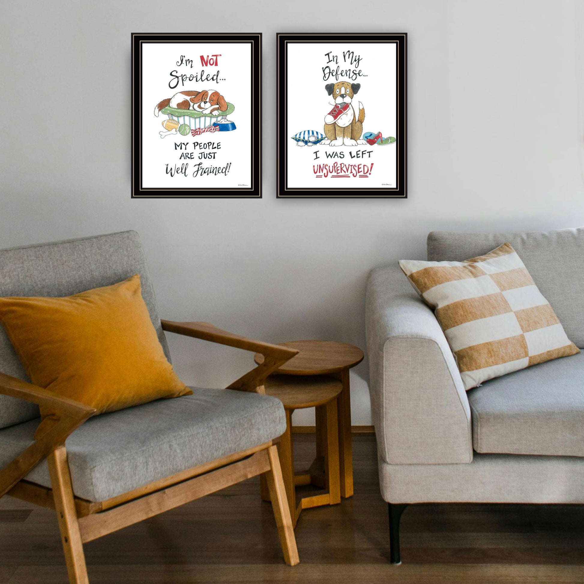 2 Piece Vignette I Was Left Unsupervised Black Framed Wall Art For Living Room, Bedroom Wall Art Print For Home Decor By Deb Strain Multicolor Wood Paper