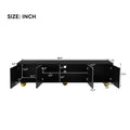 Modern Tv Stand For Tvs Up To 75 Inches, Entertainment Center With Storage Cabinets And 1 Adjustable Shelf, Media Console With Marble Patterned Top And Golden Round Metal Legs For Living Room Black 70 79 Inches Mdf