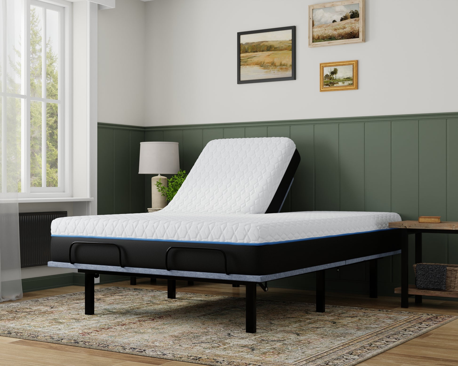 Copper Lux 14" Split Top King Plush Memory Foam Mattress With Phase Change Cooling Fabric White Gray Foam Split Top King
