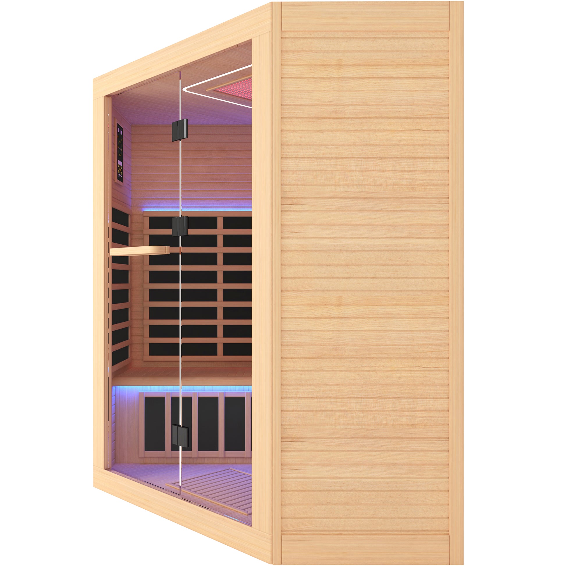 Canadian Hemlock Pentagonal Double Sauna Natural Graphite Bathroom Wood Paper Glass