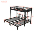 Twin Over Twin & Twin Bunk Beds For 3, Twin Xl Over Twin & Twin Bunk Bed Metal Triple Bunk Bed, Black Black Metal