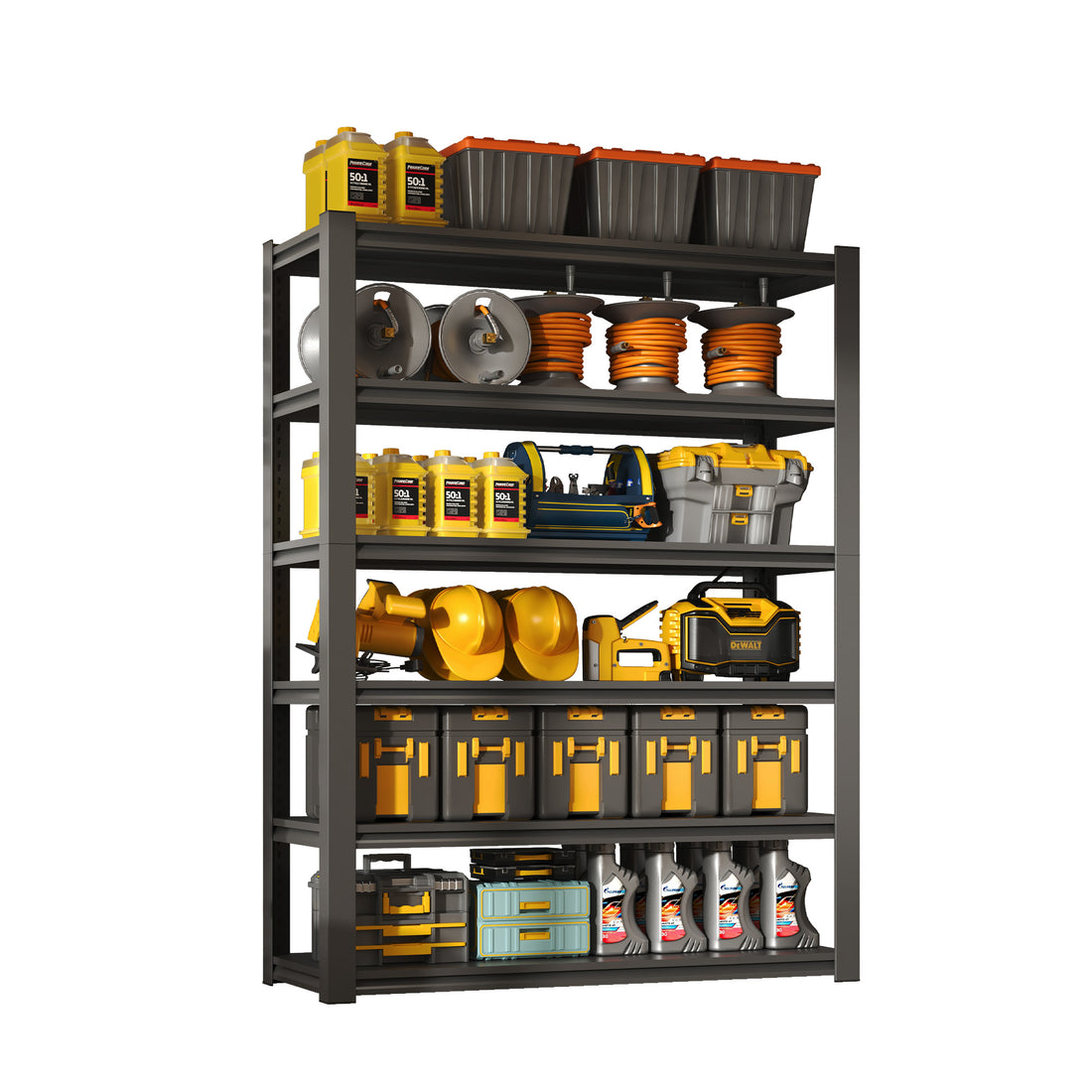 82"H 6 Tier Metal Shelves For Storage Garage Shelving 2400Lbs Heavy Duty Storage Shelves Adjustable Garage Shelf Industrial Shelving Unit Storage Utility Rack,48"W*18"D*82"H,Black 6 Black Gray
