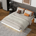 Queen Size Floating Bed With Led Lights Underneath,Modern Queen Size Low Profile Platform Bed With Led Lights,White Queen White Wood Bedroom American Design Pine Bed Frame Pine