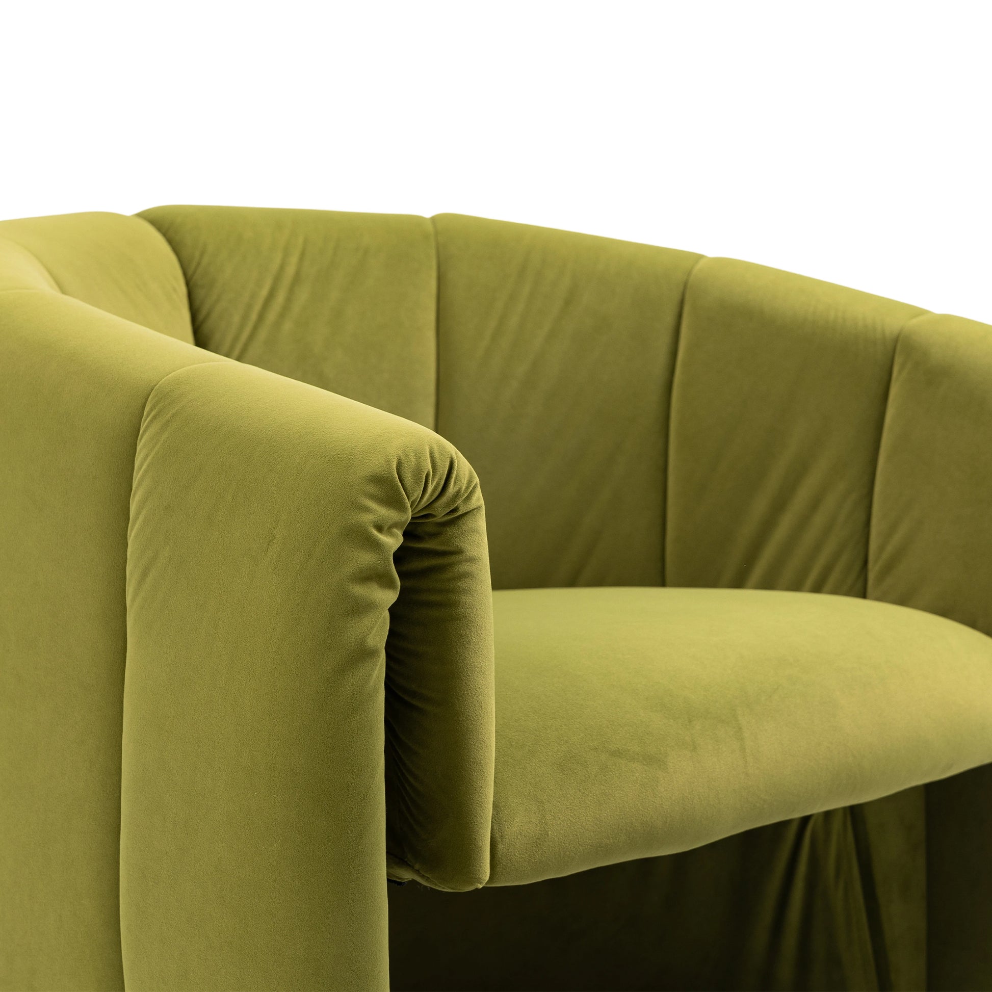 Coolmore Accent Chair With Ottoman, Mid Century Modern Barrel Chair Upholstered Club Tub Round Arms Chair For Living Room Bedroom Office Olive Green Velvet Olive Green Foam Velvet