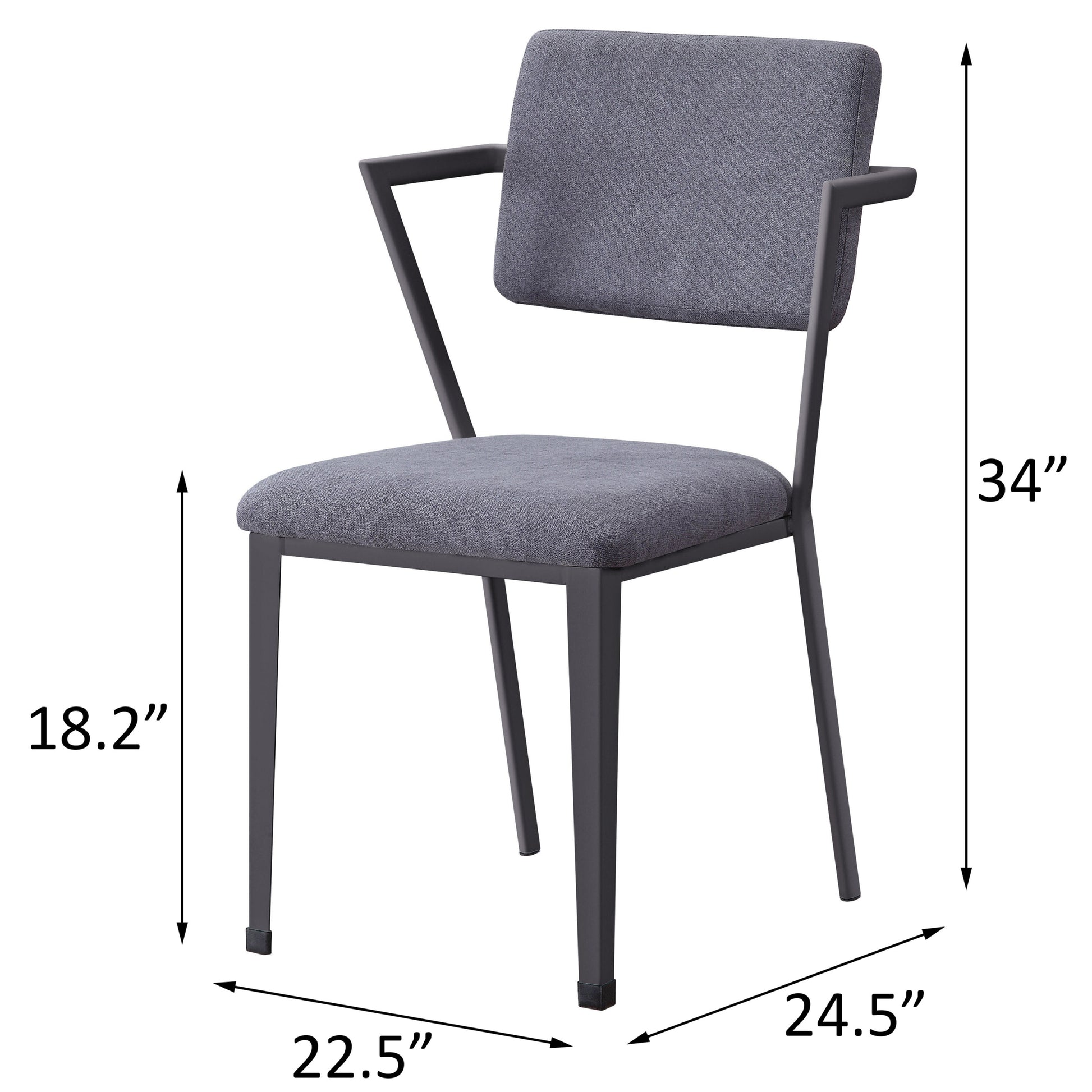 Grey And Gunmetal Open Back Dinning Chairs Set Of 2 Grey Primary Living Space Modern Fabric Metal
