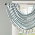 Faux Silk Waterfall Embellished Valance Dusty Aqua 38X46