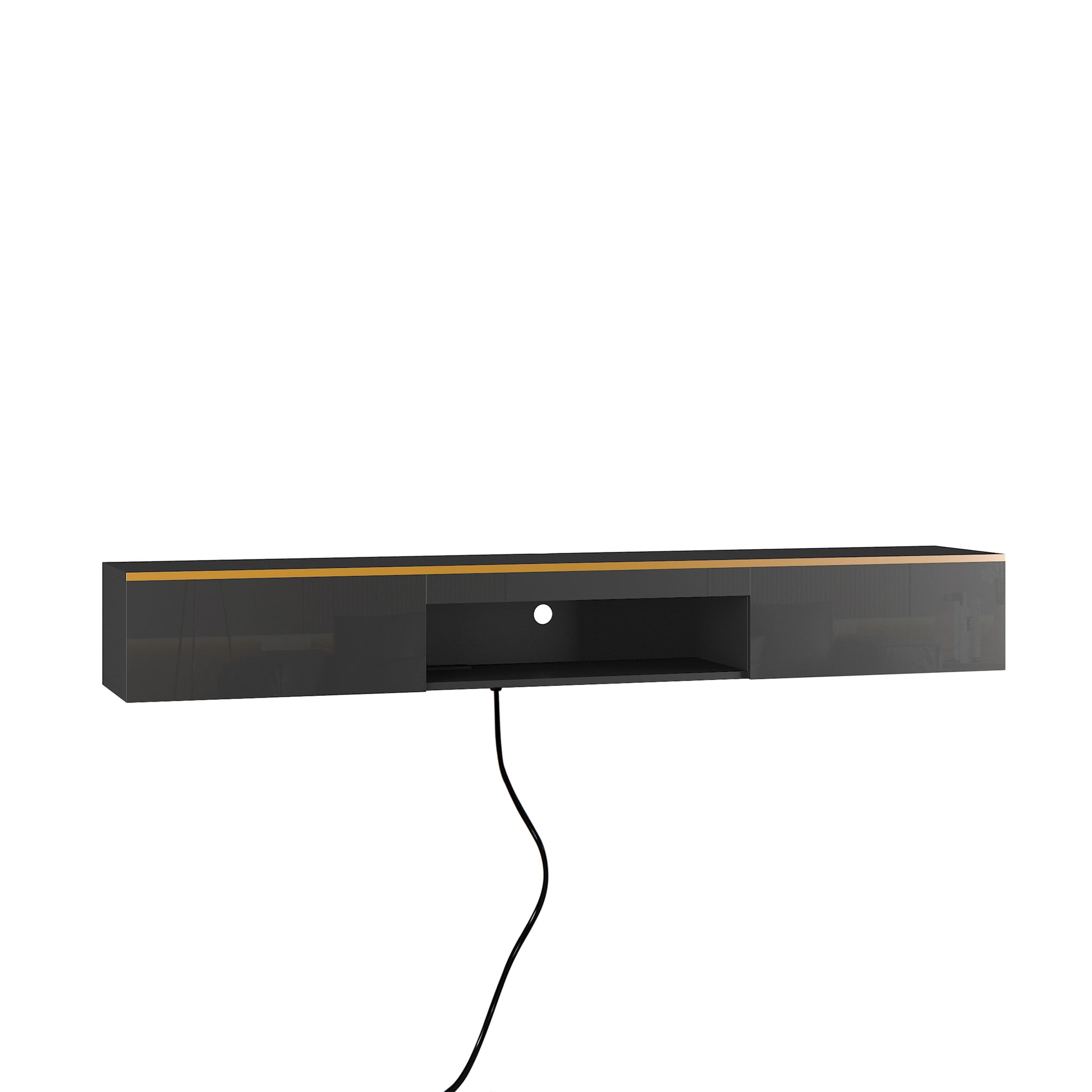 Floating Tv Stand Wall Mounted With 16 Color Leds,69" Modern Tv Stand, Floating Tv Cabinet Entertainment Center For 55 60 65 Inch Tv,Black Black 60 69 Inches Mdf