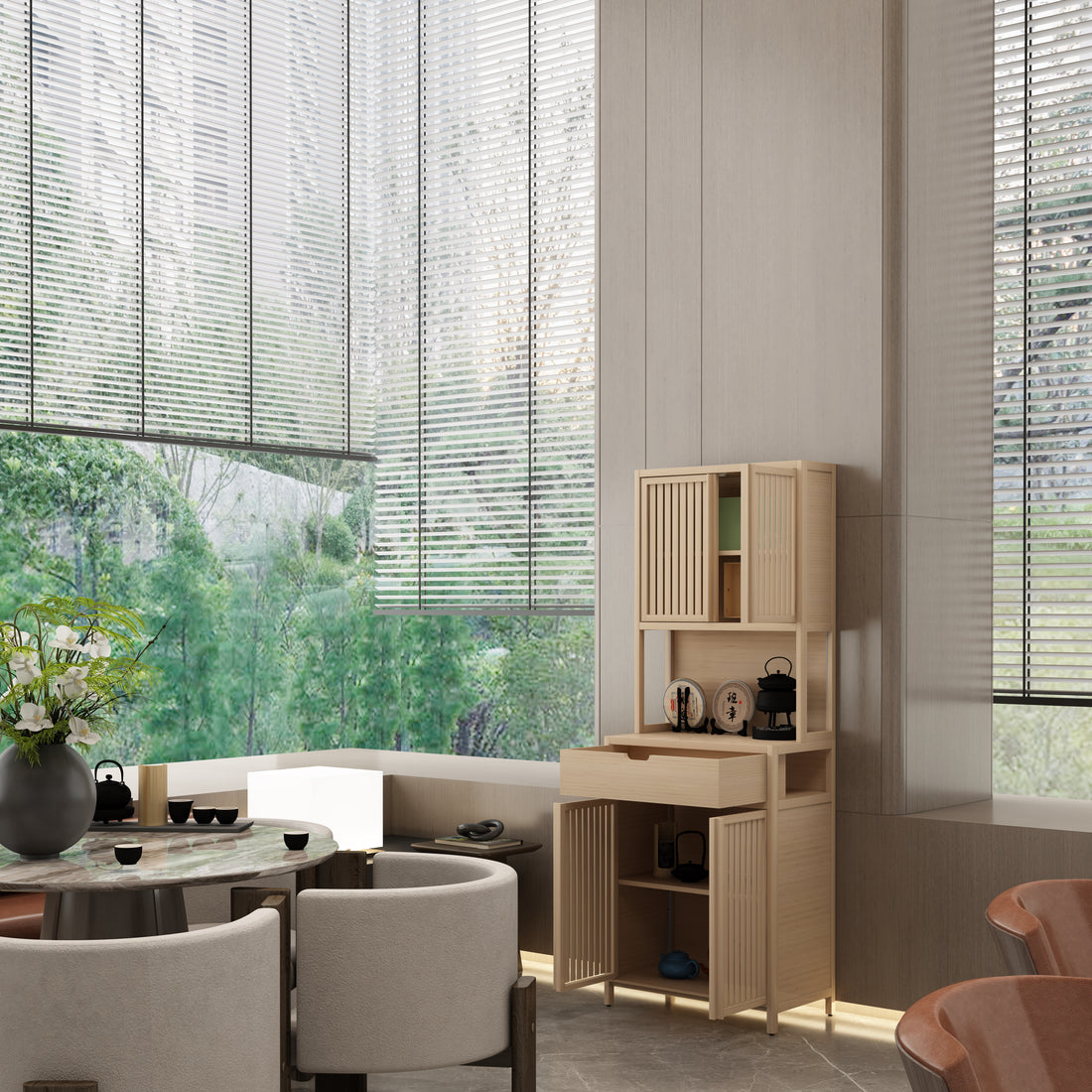 Bamboo Tea Cabinet 1 2 Drawers Natural Bamboo