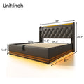 Full Size Upholstered Bed, 360 Surround Led Function, Buttons Apps Remote Control, Hydraulic Storage Bed With Usb Type C Charging, Black,Pu Without Mattress Full Black Pu