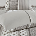 Cotton Printed Comforter Set With Chenille Gray Full Queen Queen Gray Cotton