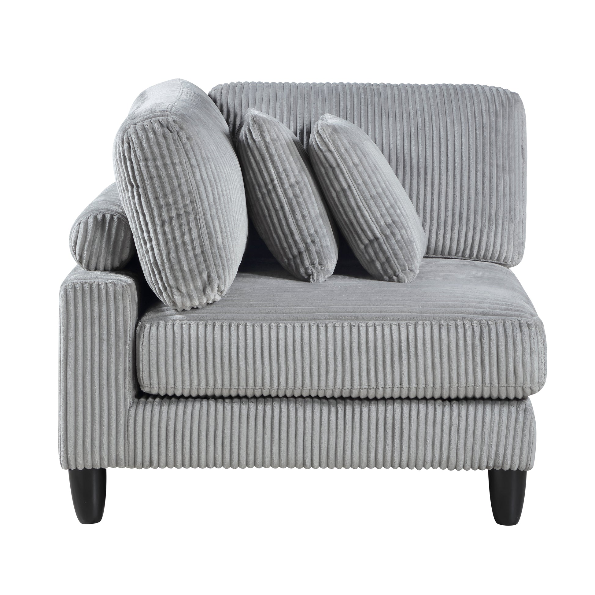 6Pc Modular Sectional Set Gray Corduroy Upholstery 3X Armless Chairs 2X Corner Seats 1X Ottoman Pillows Living Room Furniture Gray Corduroy Wood Primary Living Space Contemporary,Modern Modular