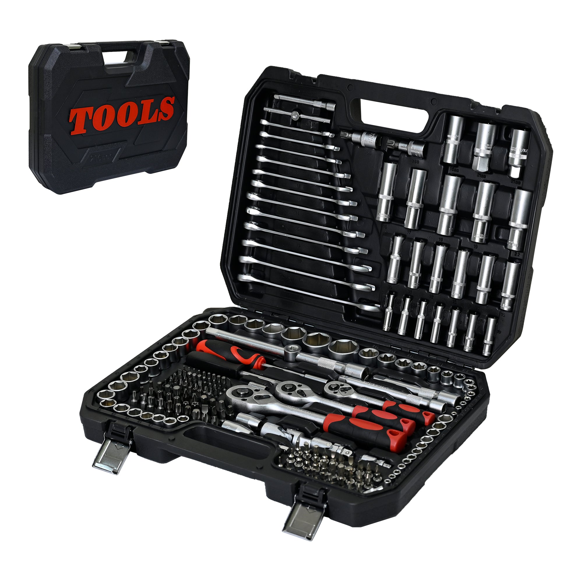 Tool Kit And Socket Wrench Set 216Pcs Basic Portable Manual Repair Tool Set For Home Use, Includes Case And Ratchet Wes And Wrenches, Suitable For Men And Women Black Carbon Steel