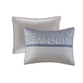 6 Piece Reversible Jacquard Quilt Set With Throw Pillows Navy Full Queen Navy Cotton