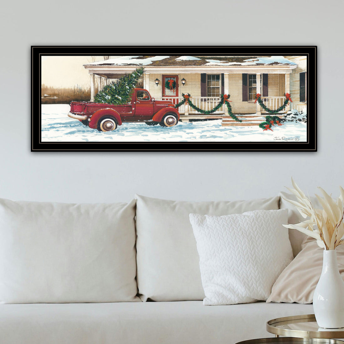 Preparing For Christmas Black Framed Wall Art For Living Room, Bedroom Wall Art Print For Home Decor By John Rossini Multicolor Wood Paper