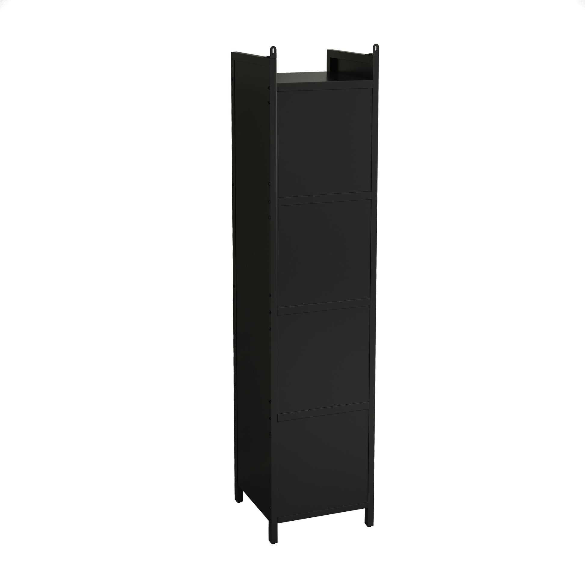Modern Four Tier Glass Door Cabinet With Featuring Five Tier Storage, For Entryway Living Room Bathroom Dining Room,Black Black Glass,Iron