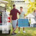 Outsunny Set Of 2 Patio Folding Chairs, Classic Outdoor Camping Chairs, Portable Lawn Chairs For Camping, Garden, Pool, Beach, Backyard W Armrests, Blue Blue Steel