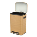 Curved Surface 13 Gallon 50L Kitchen Foot Pedal Operated Soft Close Trash Can Stainless Steel Rectangular Bustbin With 30 Garbage Bags Wood Texture Wood Steel