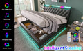 Full Size Upholstered Bed, 360 Surround Led Function, Buttons Apps Remote Control, Hydraulic Storage Bed With Usb Type C Charging, Black,Pu Without Mattress Full Black Pu