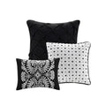 7 Piece Cotton Printed Comforter Set Black Cal King California King Black Polyester
