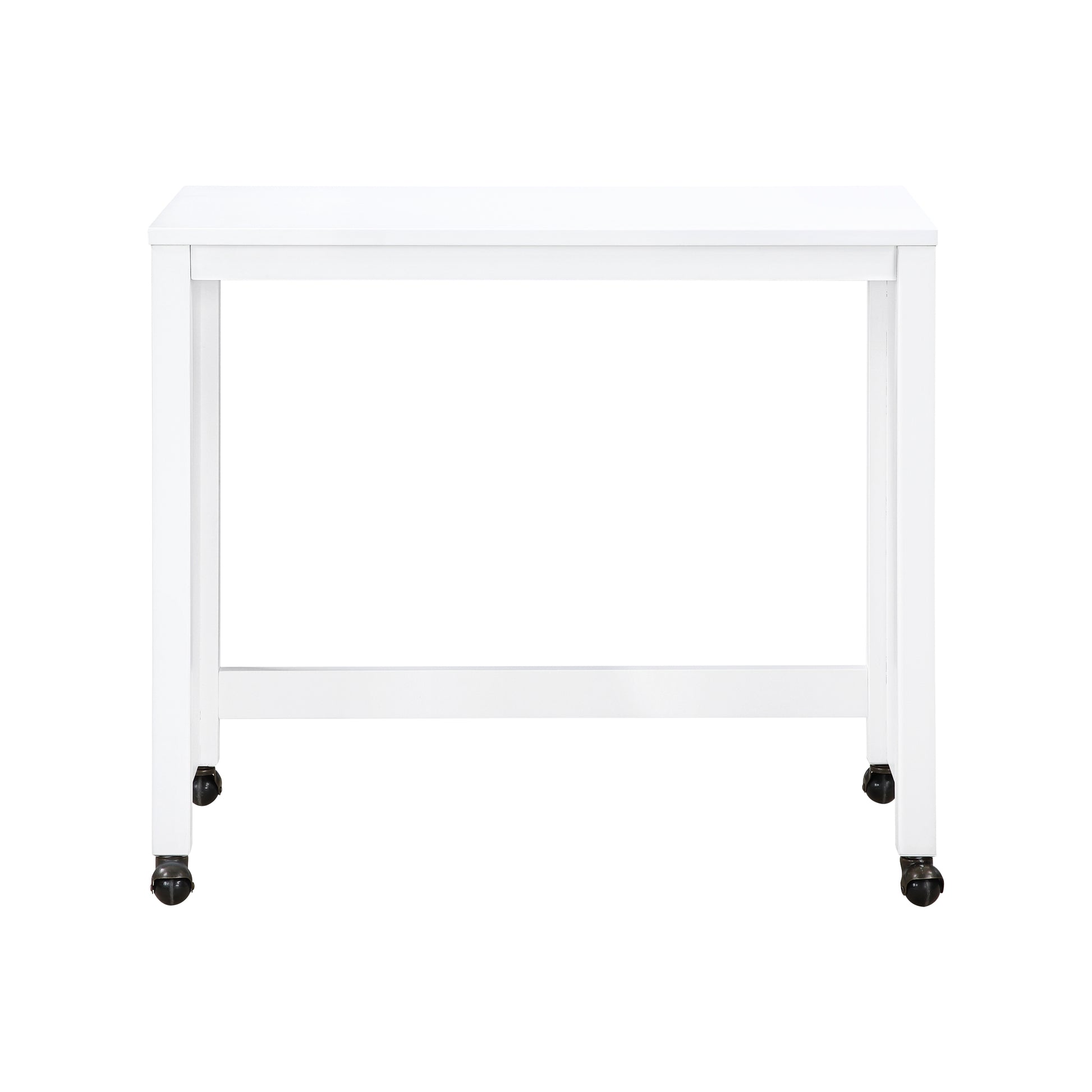 Desks And Stool Set 3Pc White Finish Rolling Desk With Casters, 2 Charging Ports Home Office Furniture White Computer Desk Primary Living Space Contemporary Desk Rectangular Wood