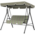 Outsunny 3 Seat Outdoor Patio Swing Chair With Removable Cushion, Steel Frame Stand And Adjustable Tilt Canopy For Patio, Garden, Poolside, Balcony, Backyard, Beige & Green Multicolor Steel