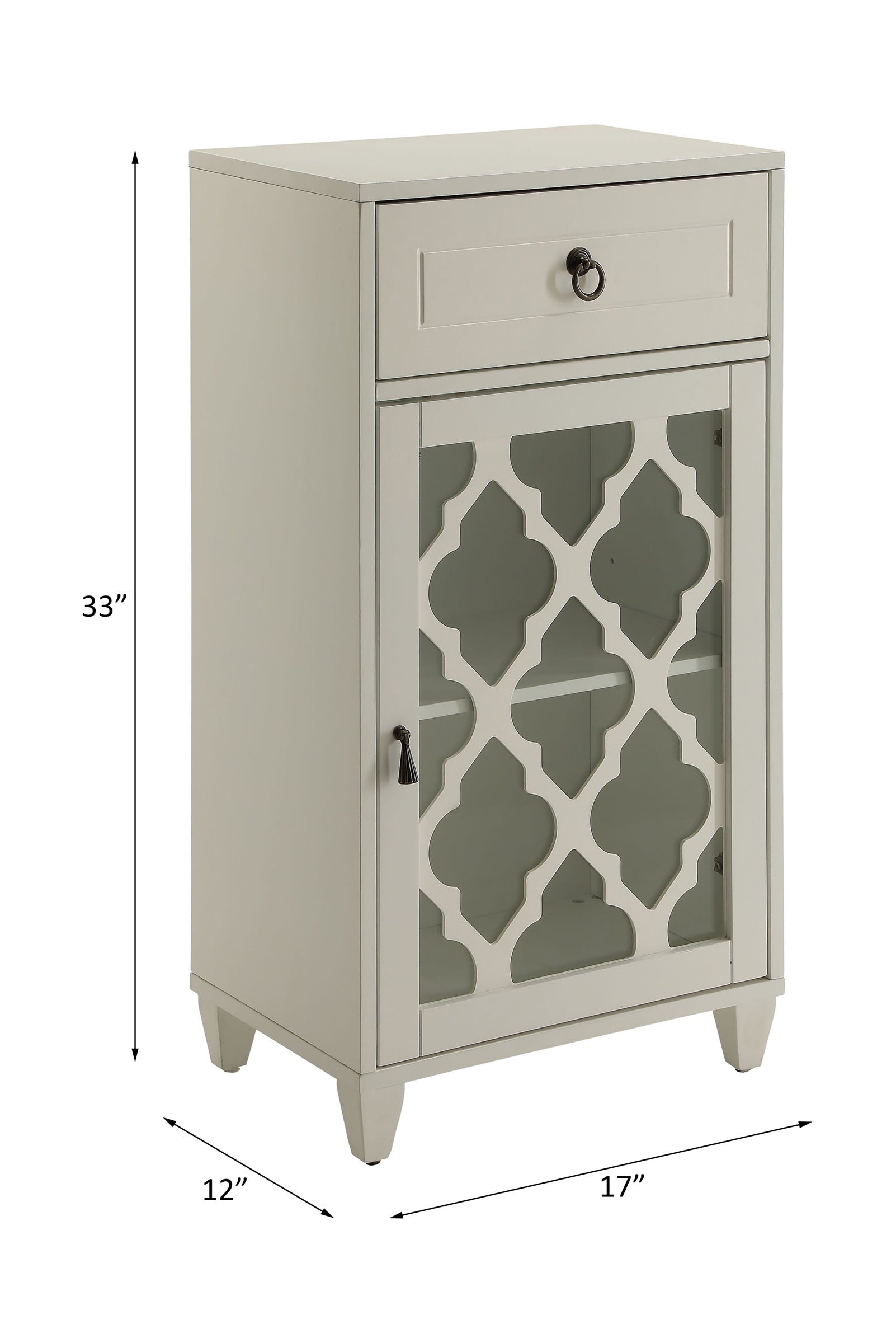 Ceara White Finish Accent Table White Glass,Synthetic Wood