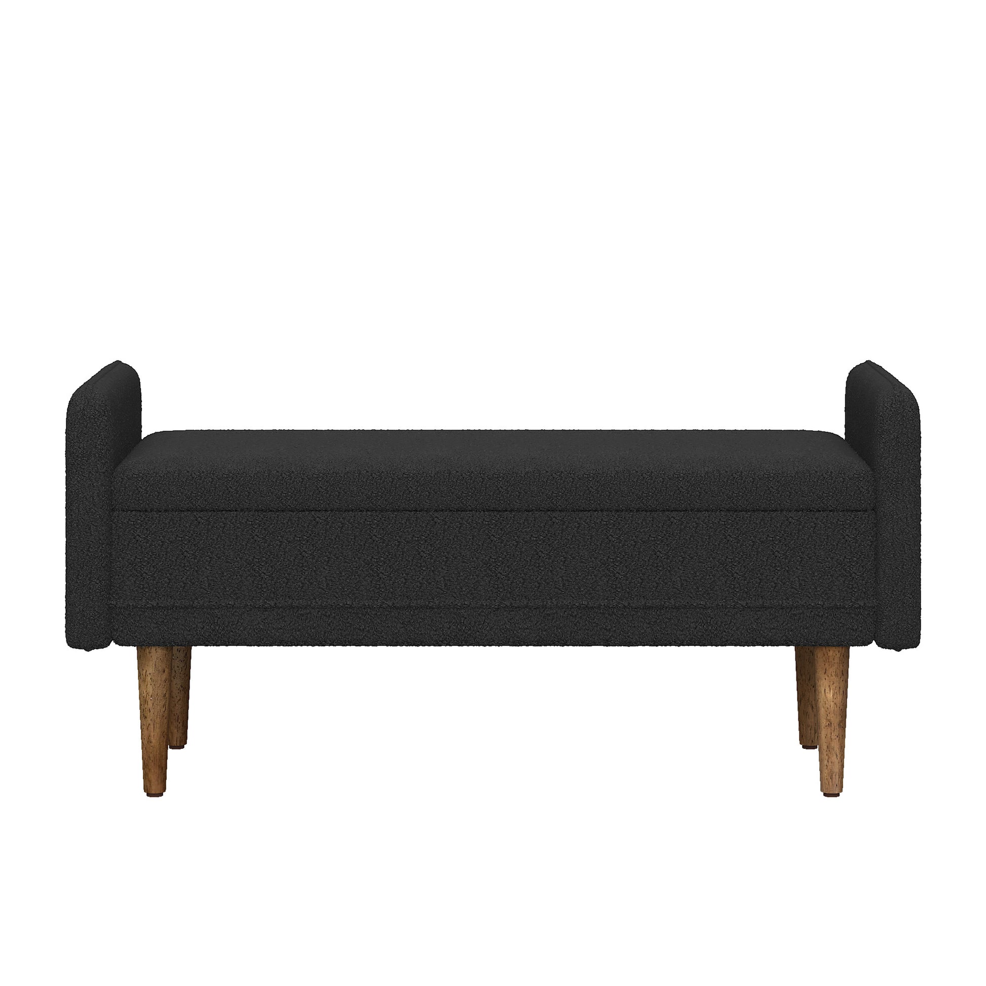 Teddy Velvet Storage Stool, ,With Storage Space, Suitable For Apartments, Living Rooms And Bedrooms Black 45.98"*16.75"*21.75" Black Foam