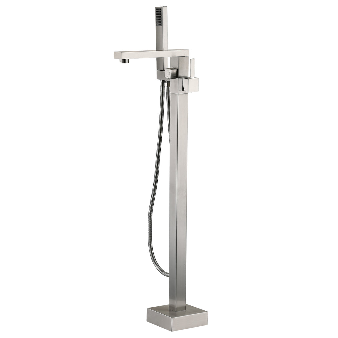 Freestanding Bathtub Faucet With Hand Shower Brushed Nickel Metal