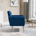 Coolmore Velvet Armchair Single Sofa Modern Tufted Upholstered Side Reading Chairs With Arm And Gold Metal Leg For Living Room Bedroom Navy Navy Foam Velvet