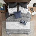 3 Piece Cotton Comforter Set With Chenille Tufting Gray Full Queen Queen Gray Cotton