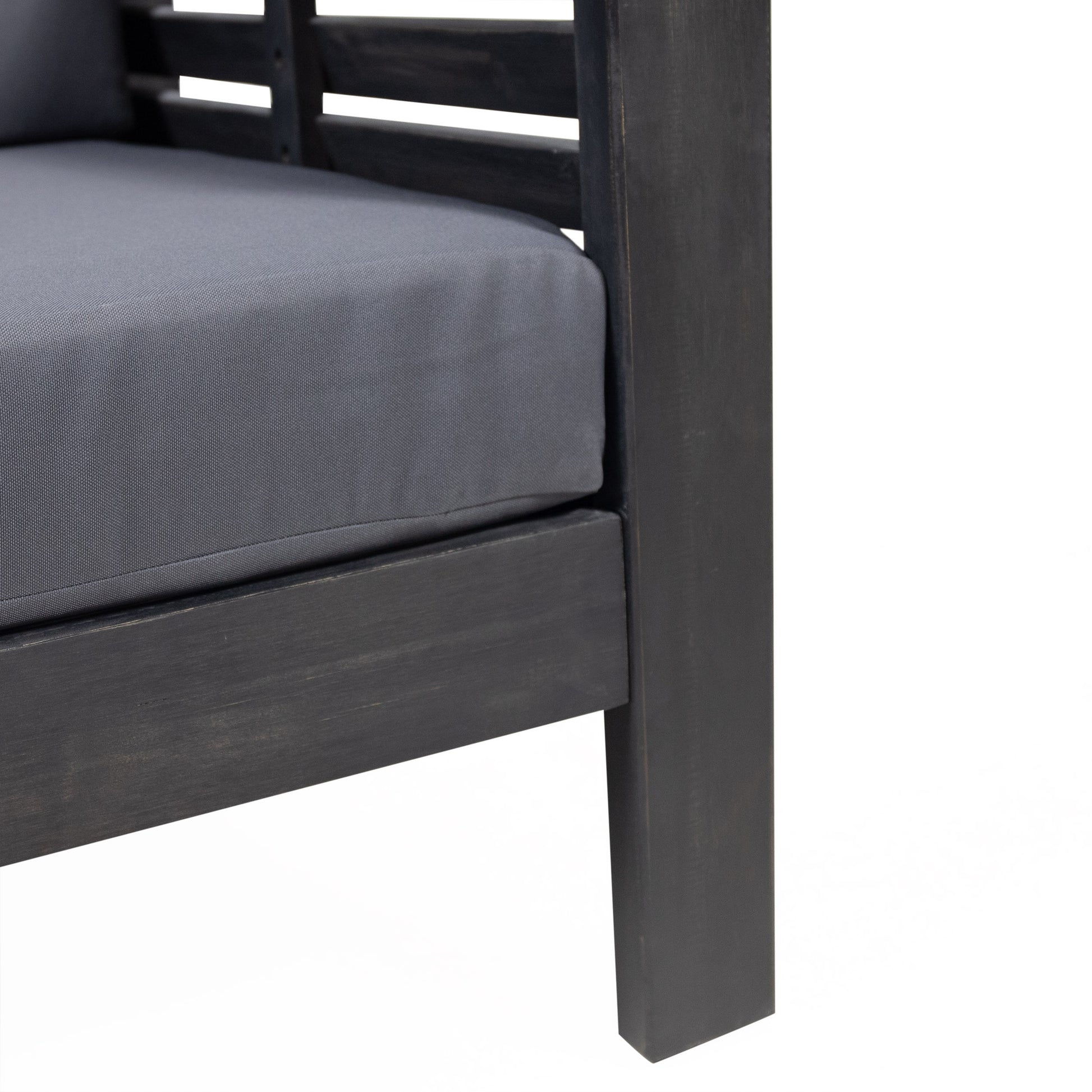 Set Of 2 Outdoor Acacia Wood Club Chairs With Cushions, Dark Gray, 27.75"D X 32"W X 27.75"H Yes Grey Foam Acacia Wood