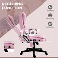 Homcom 6 Point Vibrating Massage Office Chair With Heat, Linen High Back Executive Office Chair With Reclining Backrest, Padded Armrests And Remote, Pink Pink Polyester