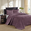 Reversible Bedspread Set Purple King Purple Cotton