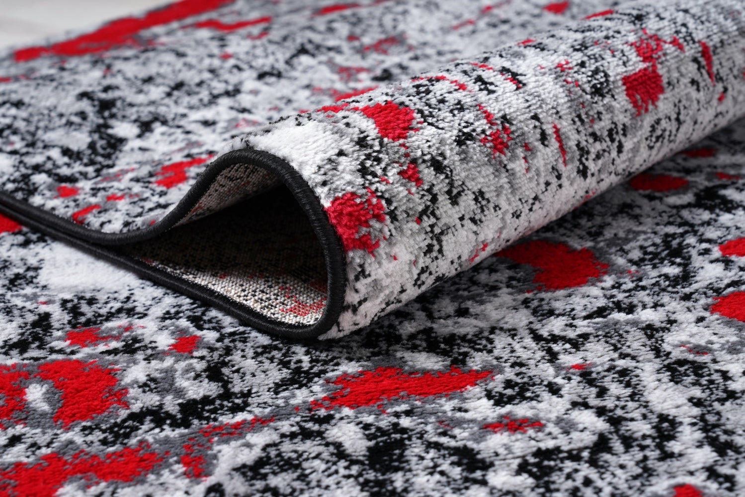 Jersey Area Rugs, Carpets For Livingroom, 5X7 Area Rugs ,3984 Black Red Rectangle 5&7 Black Red Contemporary Abstract Polypropylene