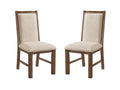 Transitional Style 2Pcs Side Chairs Rustic Oak Solid Wood Beige Fabric Dining Room Furniture Chair Polyster Beige Multi Dining Room Contemporary,Mid Century Modern,Modern Dining Chairs Set Of 2 Solid Wood