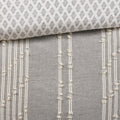 3 Piece Cotton Jacquard Duvet Cover Set King Gray Cotton