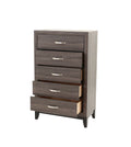 Bedroom Furniture Rustic Grey Oak Simple 1Pc Tall Chest 5 Drawers Storage Solidwood Chest Gray Bedroom Modern,Transitional Pine Particle Board Mdf,Solid Wood