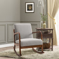 Homcom Upholstered Rocking Armchair With Wood Base And Linen Fabric Padded Seat For Living Room, Grey Grey Linen