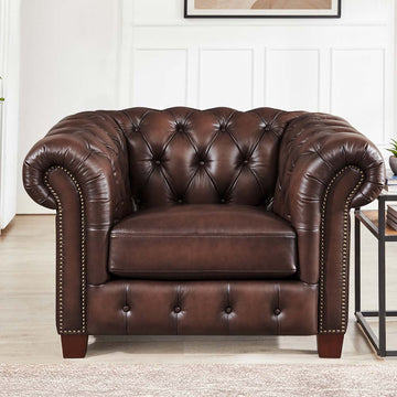 Versailles Leather Chair Caramel Down Filling Genuine Leather