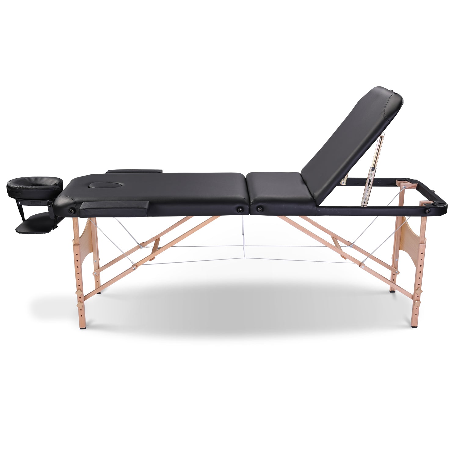 Massage Table Portable Massage Bed Lash Bed With Carrying Case Spa Table Height Adjustable, Salon Bed Face Cradle Bed Black Faux Leather