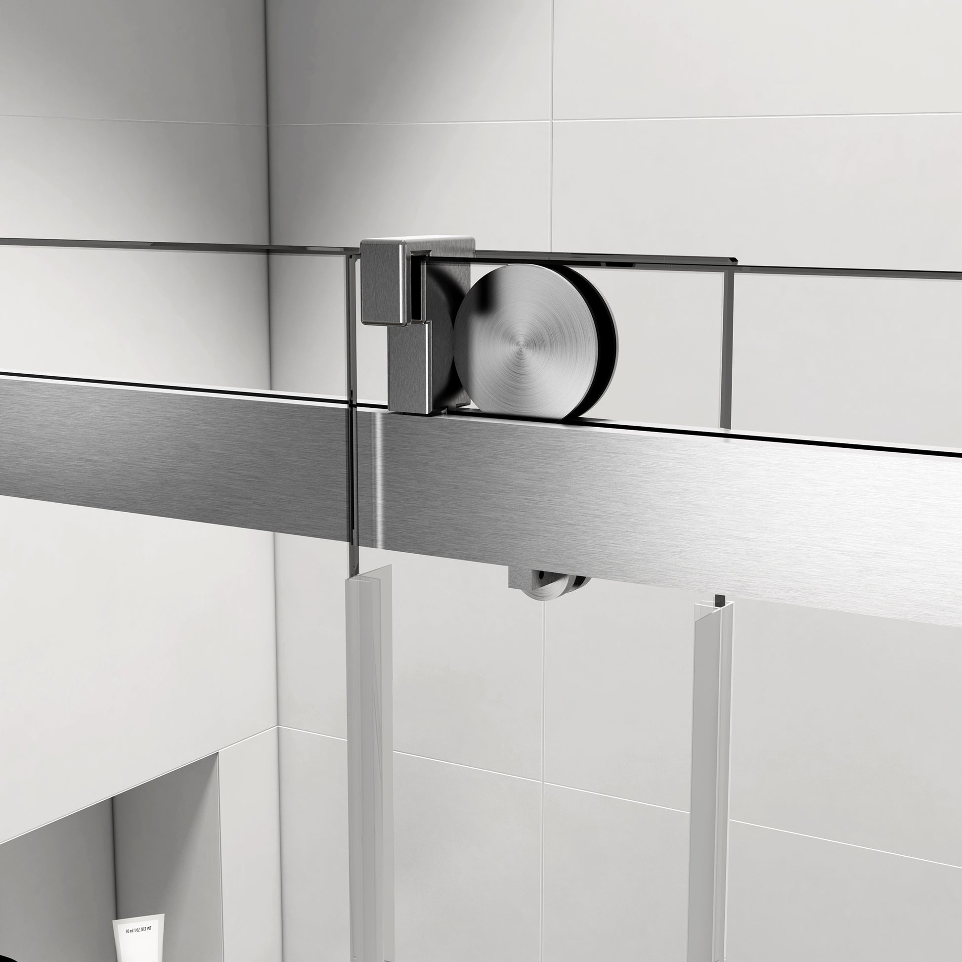 56" 60" W X 76" H Frameless Shower Door Soft Closing Single Sliding, 1 4" 6Mm Tempered Glass With Explosion Proof Coating, 24D01 60Bnx Brushed Nickel Brushed Nickel Bathroom Tempered Glass