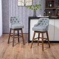 Coolmore Bar Stools Set Of 2 Counter Height Chairs With Footrest For Kitchen, Dining Room And 360 Degree Solid Wood Legs Swivel Bar Stools Set Of 2 Gray Linen Gray Foam Linen