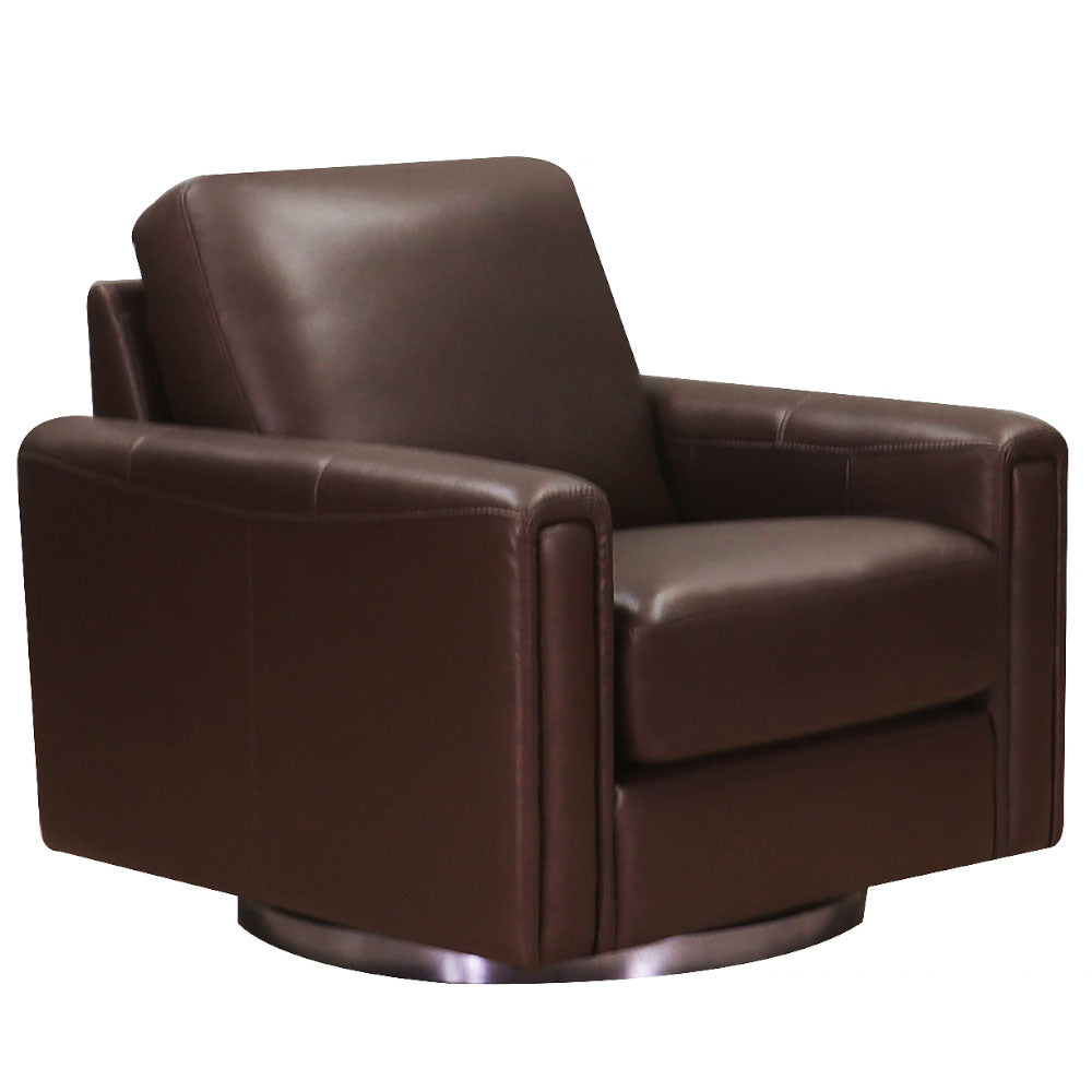 Hayward Swivel Leather Chair Chestnut Memory Foam Genuine Leather