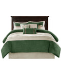 7 Pc Pieced Faux Suede Comforter Set Green Cal King California King Green Polyester
