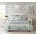 9 Piece Cotton Percale Comforter Set Aqua Cal King California King Aqua Polyester