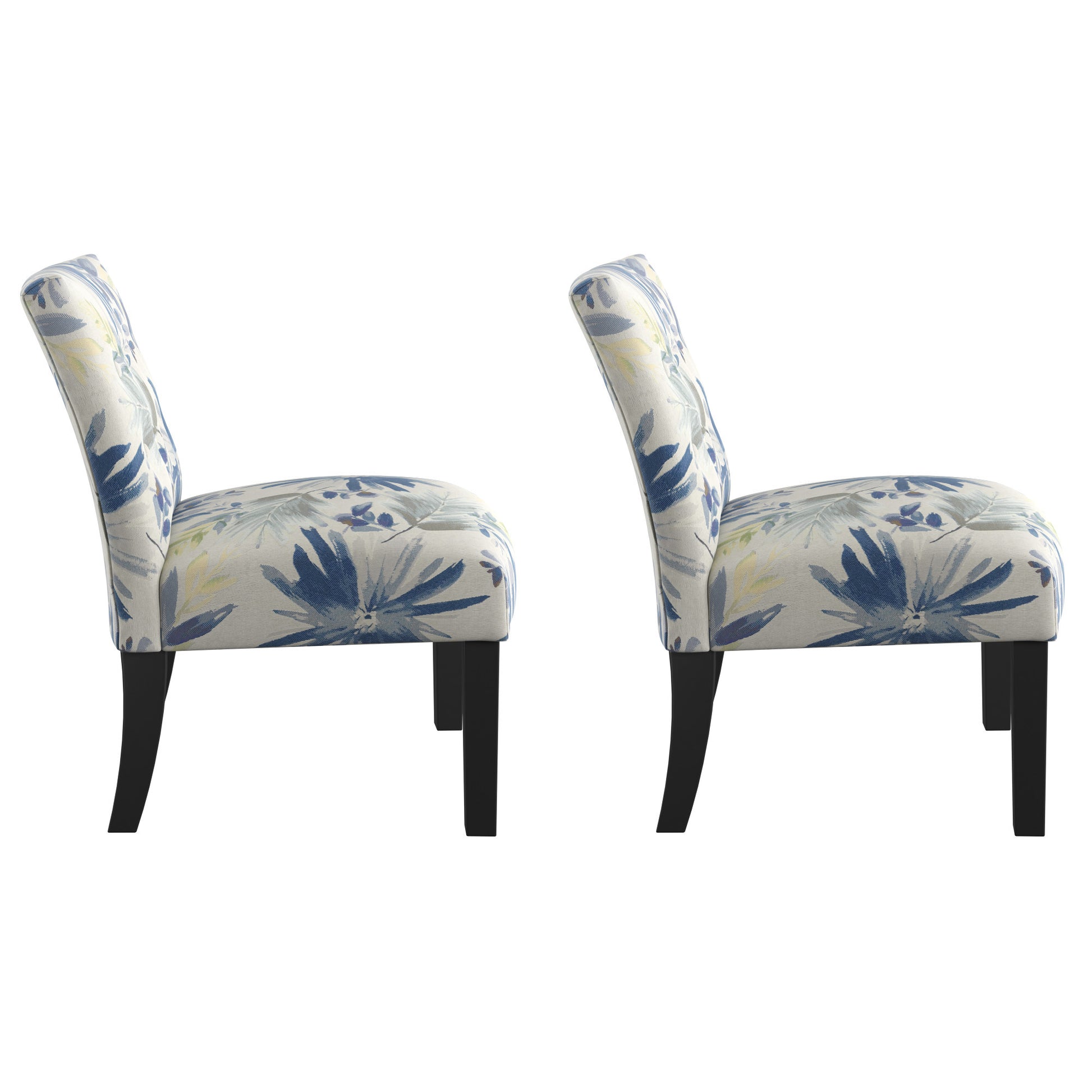 Verma Blue Floral Accent Chair Blue Foam Engineered Wood
